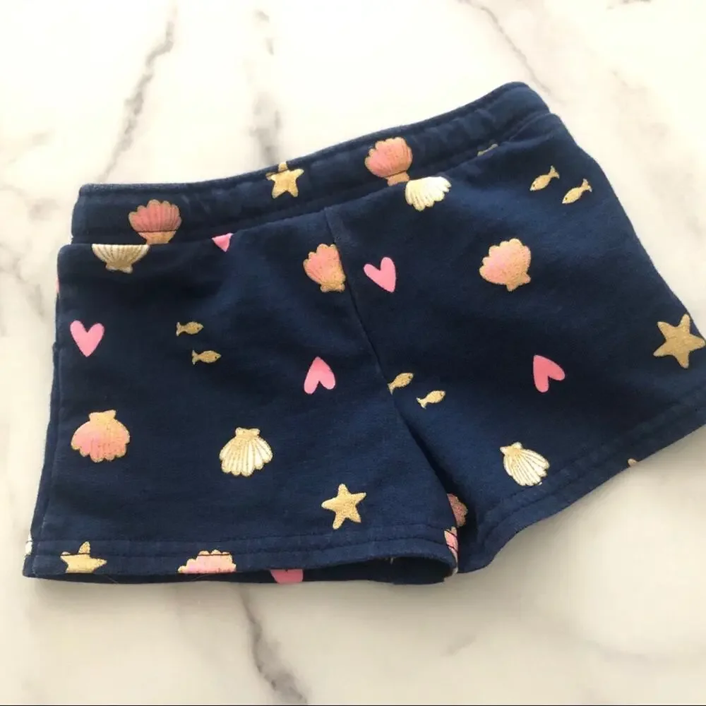 Carter’s shell and heart print sweatpants shirts pink gold navy blue